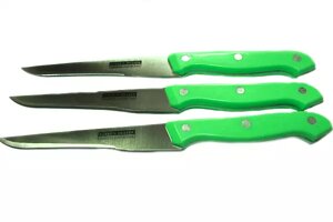 Кухонні ножі з зеленою ручкою 3шт/24,5 см/13 см