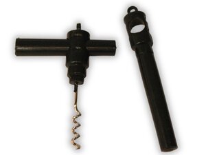 Штопор з пластмасовою ручкою та ковпачком 9.7см: Чорний