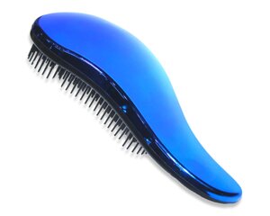 Гребінець/масажка для волосся велика з м'якими зубчиками блискуча 19см: Синий