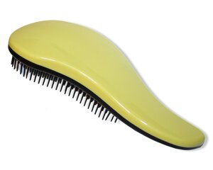 Гребінець / масажка для волосся велика з м'якими зубчиками матова 19см: Світло-жовтий