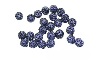 Кульки для браслетів Шамбала з стразами 10мм: Фіолетовий