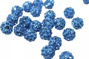 Кульки для браслетів Шамбала зі стразами 10мм: Холодно-Голубой