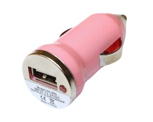 Автомобільна заряджання в прикурювач 1 USB/1A: Рожевий