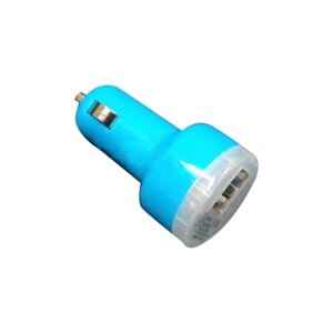 Автомобільна заряджання в прикурювач 2 USB/2.1A/1A: Блакитний