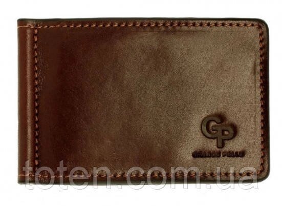 Чоловічий гаманець-затиск для грошей і пластикових карток Grande Pelle, шкіряне портмоне коричневого кольору ##от компании## Інтернет - Магазин "Дітки - Цукерки" - ##фото## 1