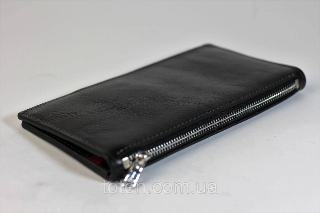 Чоловічий портмоне з натуральної шкіри фірми Grande Pelle, гаманець чорний вертикальний топ від компанії Інтернет - Магазин "Дітки - Цукерки" - фото 1