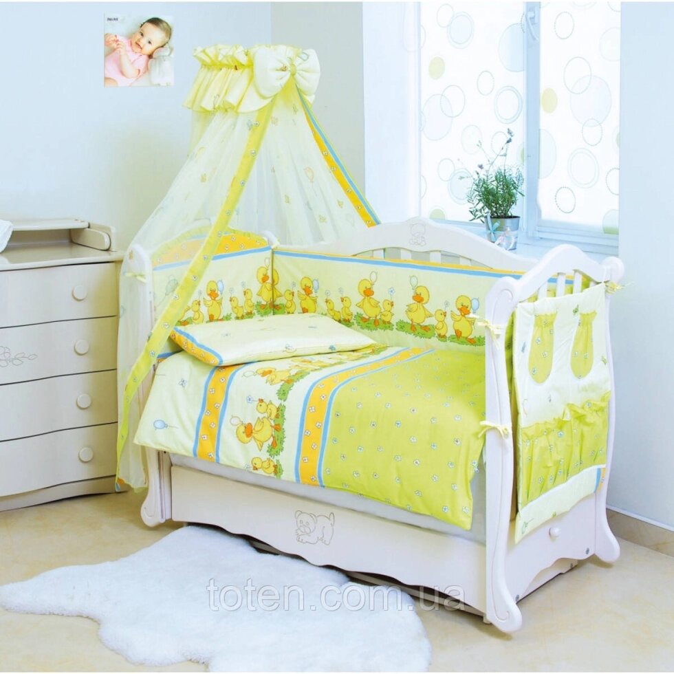 Комплект змінної постільної білизни в дитяче ліжечко 8 в 1 з балдахіном та захистом, бавовна ##от компании## Інтернет - Магазин "Дітки - Цукерки" - ##фото## 1