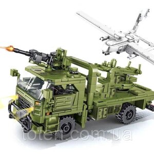 Конструктор ЗСУ 2в1 "Військова машина КРАЗ-6510ТЕ" та безпілотник "Сокіл-300"392 деталі) топ