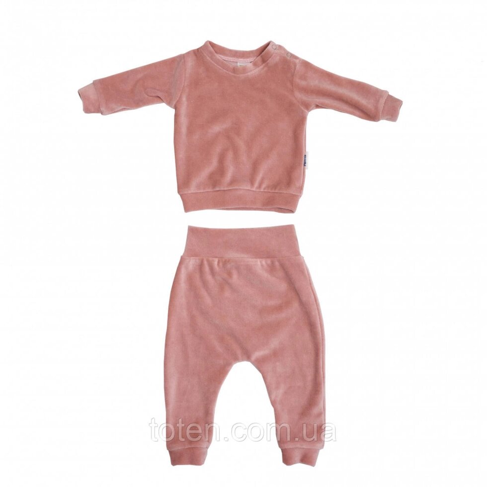 Костюм велюровий кофта та штани 62р пудра powder pink від компанії Інтернет - Магазин "Дітки - Цукерки" - фото 1