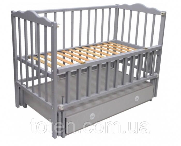 Ліжечко дерев'яне для новонароджених Анастасія, маятник, шухляда, 120-60 см, бук, Сірий ##от компании## Інтернет - Магазин "Дітки - Цукерки" - ##фото## 1