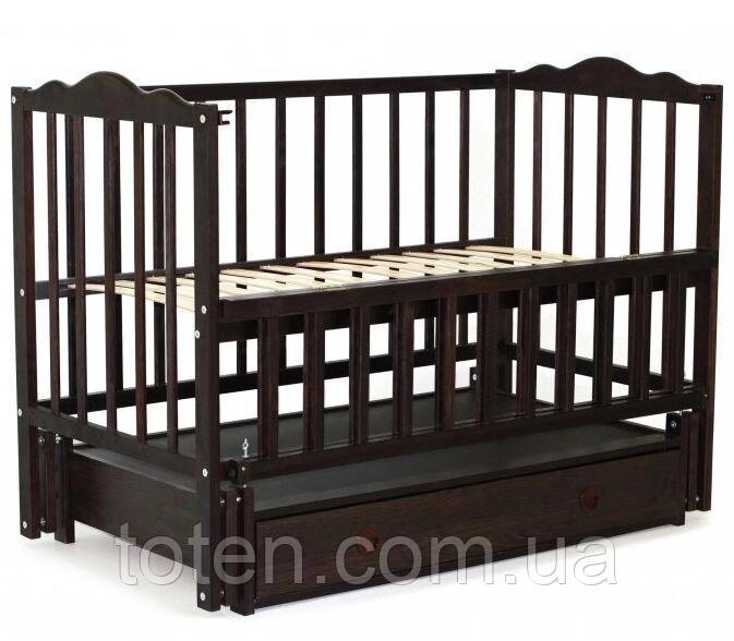 Ліжечко дерев'яне для новонароджених Анастасія, маятник, шухляда, 120-60 см, бук, Венге від компанії Інтернет - Магазин "Дітки - Цукерки" - фото 1