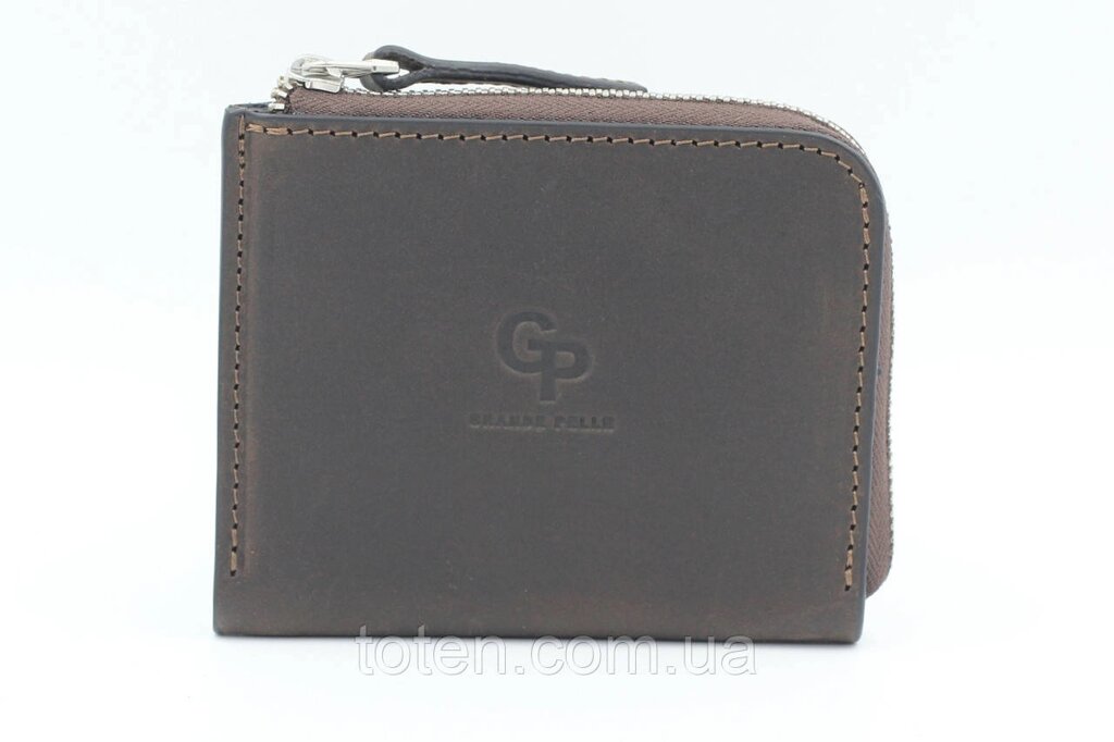 Оригінальний чоловічий коричневий гаманець Grande Pelle, портмоне з натуральної шкіри на блискавці (21099) ##от компании## Інтернет - Магазин "Дітки - Цукерки" - ##фото## 1