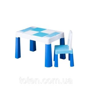Комплект дитячий стіл для конструктора та стілець, blue, блакитний