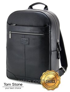 Міський рюкзак чорний з шкіри чоловічий/жіночий, рюкзак для ноутбука чорний шкіряний рюкзак з органайзером шкіра топ