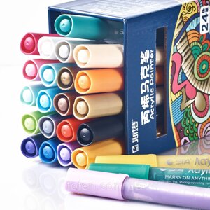 Акрилові маркери для малювання 24 шт для посуду, полотна, дерева, Набір кольорових маркерів по тканині, склу топ