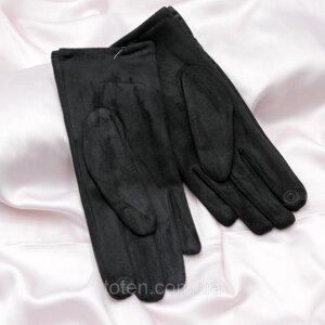 Рукавички чорні жіночі, Трикотаж еластик, Зимові теплі сенсорні рукавички, Манжет рубчик топ