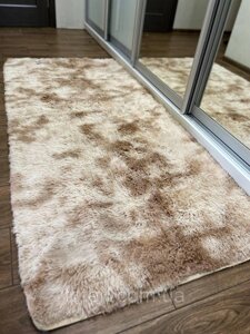 Килимок травка 90х200 см, Пухнастий килим , Щільна підкладка. Темний беж меланж