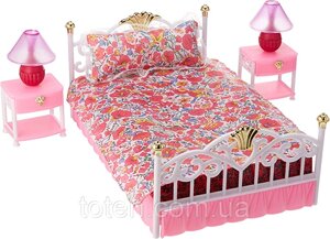 Спальня для ляльок Барбі лялькові меблі зі світлом ліжко тумби світильник Gloria