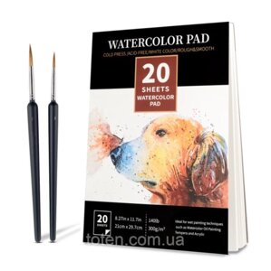 Папір для акварелі Watercolor Pad А4 21 x 29.7 см, 300 г/м2 20 аркушів, альбом для малювання та скетчингу топ