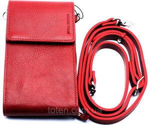 Сумка гаманець для телефону через плече Grande Pelle, гаманець жіночий шкіряний червоний топ