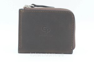 Оригінальний чоловічий коричневий гаманець Grande Pelle, портмоне з натуральної шкіри на блискавці (21099)