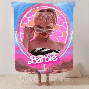 Плед Barbie якісне покривало з 3D малюнком Барбі рожева принцеса розмір 135х160