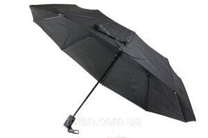 Чоловічий надійний складаний парасолька напівавтомат чорного кольору. 10 спиць антиветер від Bellisimo.