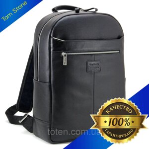 Рюкзак чоловічий/жіночий чорний з шкіри міський, рюкзак для ноутбука чорний шкіряний рюкзак для планшета чорний топ