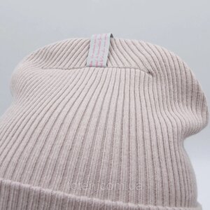 Шапка світло-рожева з відворотом Джаз, модна жіноча демісезонна шапка, Стильна трендова демісезонна шапка топ