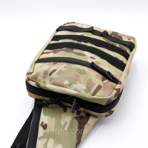 Тактична сумка-слінг мультикам із кобурою на липучці однолямкова через плече, нагрудна сумка-кобура