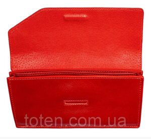 Жіночий шкіряний гаманець Grande Pelle, гаманець з монетницею і відділенням для телефону, червоний колір, глянсовий