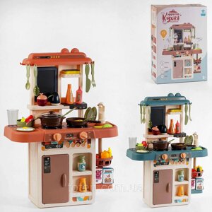 Кухня дитяча ігрова світло звук холодний пар вода набір посуду іграшкові продукти наклейки 42 елементи