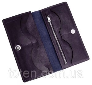 Універсальне шкіряне портмоне Grande Pelle з відділеннями для карт, синій гаманець з монетницею, глянсовий
