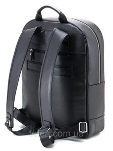 Міський рюкзак чорний з шкіри чоловічий/жіночий, рюкзак для ноутбука чорний шкіряний рюкзак з органайзером шкіра