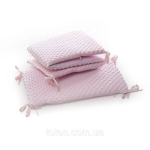 Бампер захист в дитяче ліжечко, м'яка тканина Мінки рожевий