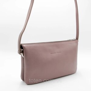 Сумка Grande Pelle із натуральної шкіри фрез колір, сумка клатч середнього розміру жіноча рожева топ