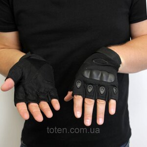 Рукавички військові, Тактичні рукавички для самооборони, Літні військові рукавички без пальців Чорні (L) топ