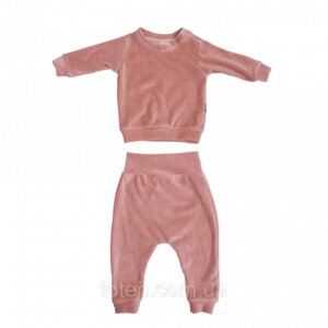 Костюм велюровий кофта та штани 62р пудра powder pink