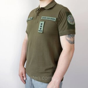 Футболка поло з липучками, якісна футболка Олива/Хакі котон, армійська сорочка під шеврони (розмір S) топ