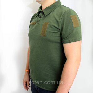 Футболка поло армійська колір Олива/Хакі, військова сорочка під шеврони, футболка для ЗСУ розміру S топ