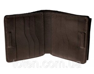 Шкіряний чоловічий гаманець з монетницею, портмоне Grande Pelle на магніті, коричневий колір топ