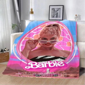 Плед Barbie якісне покривало з 3D малюнком Барбі рожева принцеса розмір 160х200
