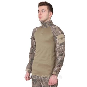 Сорочка чоловіча тактична з довгим рукавом, футболка військова камуфляжна для армії ЗСУ, Хакі XL топ