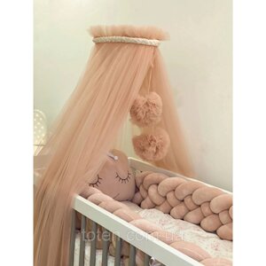 Балдахін вуаль для дитячого ліжечка рожевий Twins Air powder pink