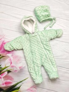 Плюшевий комбінезон для малюків Мінки чоловічок для новонароджених, шапочка, від 0 до 4 місяців. Зелений
