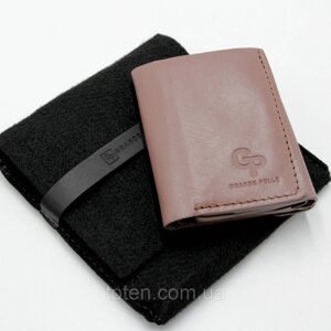 Якісний гаманець однотонний, портмоне з натуральної шкіри унісекс, пудрове портмоне зі шкіри