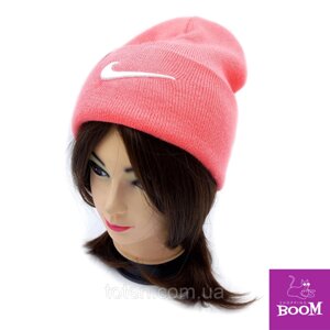 Розпродаж! Жіноча шапка з логотипом, тепла в'язана шапка на зиму/осінь з відворотами топ