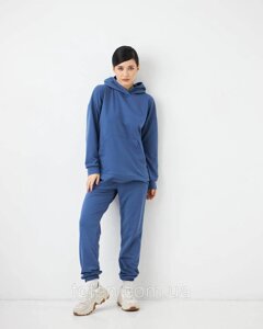 Стильний жіночий спортивний костюм худі з джогерами. Колір синій. Розміри: S, М, L, XL