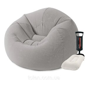 Надувне крісло Intex 68579-2, 107 х 104 х 69 см, з ручним насосом та подушкою топ