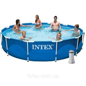 Каркасний басейн Intex 28210 - 5, 366 x 76 см (3 785 л/год, підстилка, тент) топ